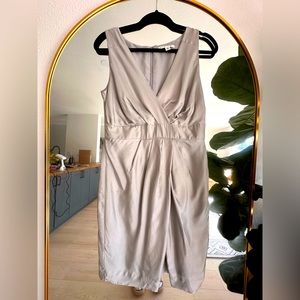 Banana Republic Petite Silver Silk Cocktail Dress - Perfect for Holiday Parties